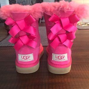 Girls Hot Pink Lace Up UGGS